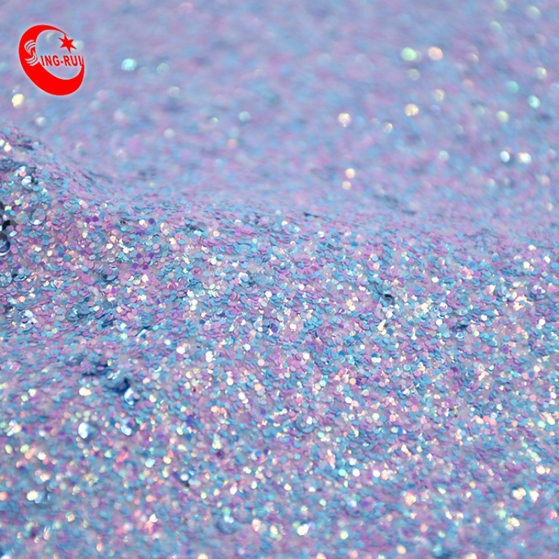 Tc Backing Pickle Glitter Pu for Shoes Shiny Pu Glitter Fabric For Lady Shoes