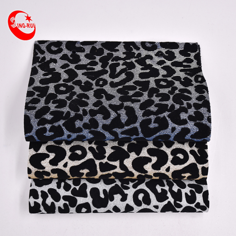 Fashion Flocking Leopard Wallpaper Glitter Pu Leather Fabric Wholesale For Bags Shoes Decorative Materials