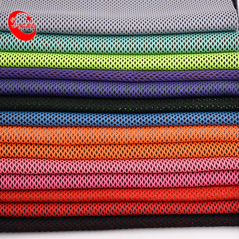 3D Spacer Power Lining Air Beaded Crystal Print Polyester Sandwich Stretch Mesh Fabric  For Sport Shoes