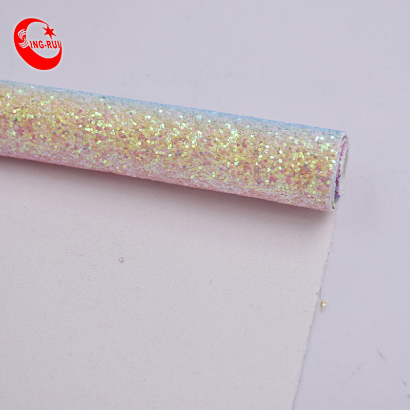 Colorful Rainbow Glitter Decorate Fabric Leather For Make Shoes