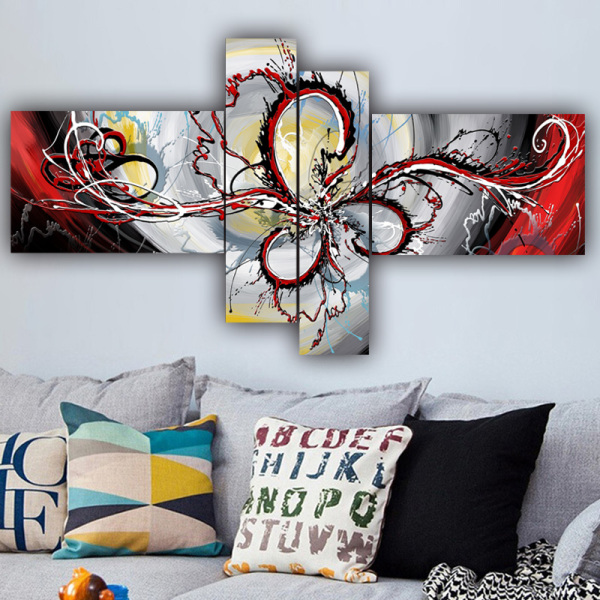 Wholesale 4Panel wall art custom picture abstract canvas print living room wall decoration hanging painting
