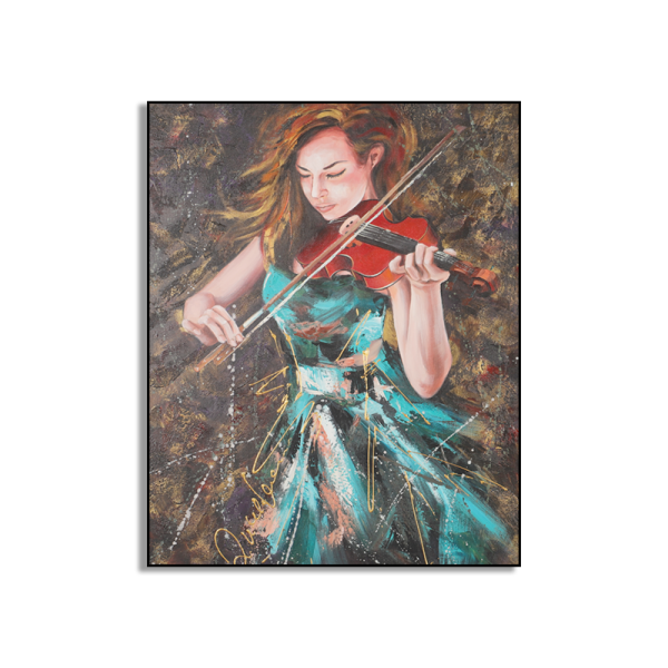 Handmade luxury lady paly violin oil painting art, good quality beautiful handpainted oil painting