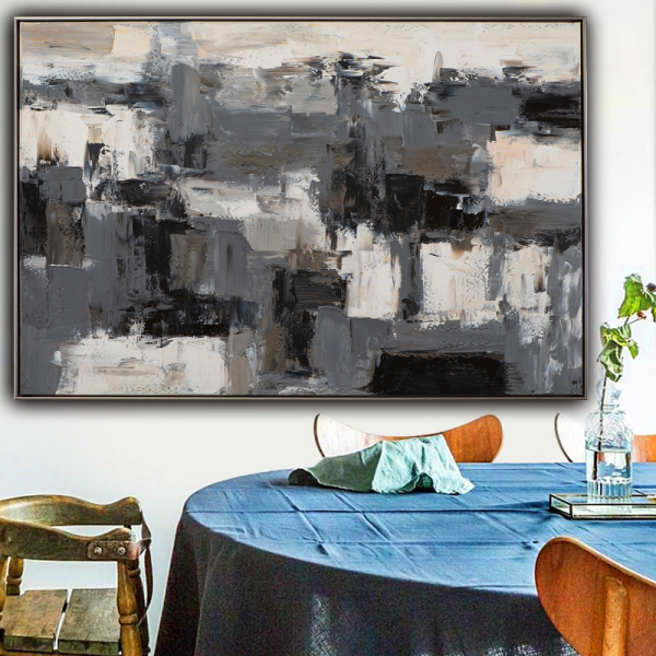 Modern Abstract Handmade Oil Painting Black And White abstract Canvas Painting Bedroom Hotel Decoracion Unframed