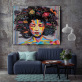 New style hot Afros hair black woman art painting, DIY prints canvas painting, person prints canvas painting