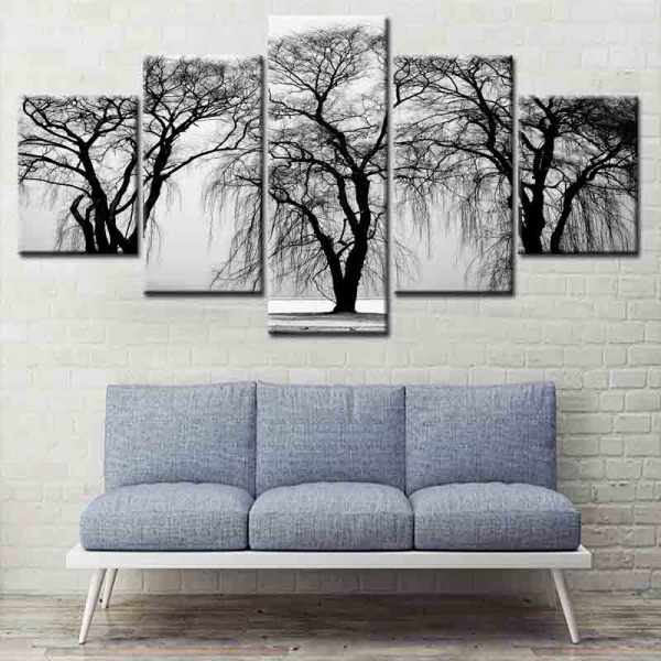 Modern 5 Frameless Canvas Winter Old Tree Printing Wall Art Home Decoration 5 Living Room Pictures