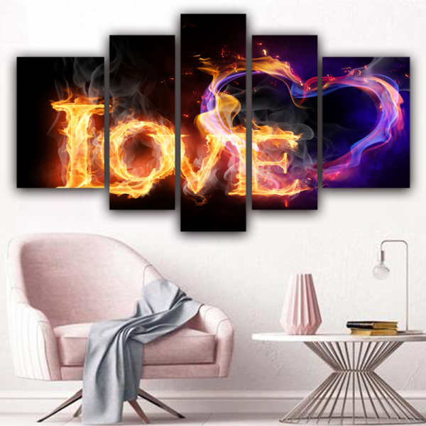 Abstract Design Love Fire Canvas Painting Wall Art Abstract Oil Painting On Canvas Printed Art Painting