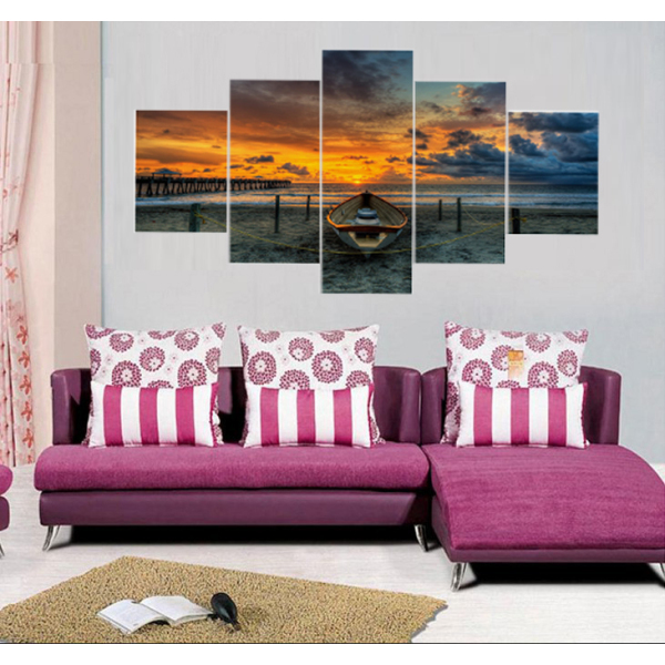 Unframed 5 Panels Sunset Scenery Canvas Print Painting Modern Canvas Wall Art for Wall Pcture Home Decor Artwork