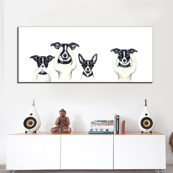 Lovely dog Animal Landscape Oil Painting on Canvas Art Poster and Print Abstract Art Wall Picture for Living Room Decor