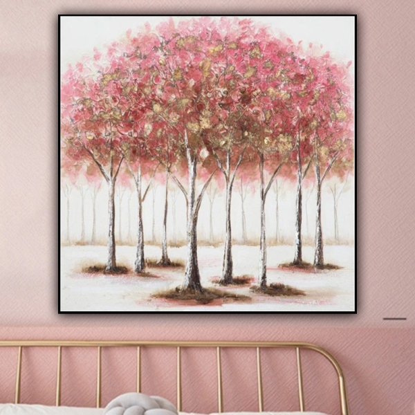 Handmade Wall Decoration  Pink woods  Abstract Canvas Art Oil Painting for living room decor wall decor
