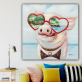Animal Art Paintings Handmade cute pig with sunglasses Oil Paintings for Wall Decor