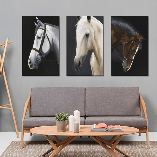 3 panels Horse giclee canvas wall art canvas painting Custom Wall Paintings art work painting  living room wall decoration