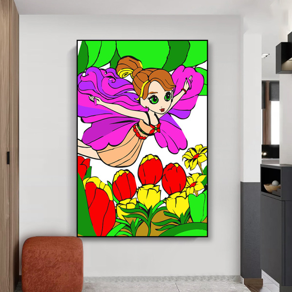 New arrival fairy canvas acrylic painting, painting by numbers for children, coloring diy oil painting by numbers kit