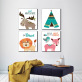 Wall art home decoration painting kits, modern cartoon animal painting set, printed type canvas wall painting