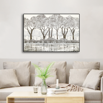 Custom Sliver Tree Painting 3D Painting Canvas Wall Art Oil Painting Wall Pictures Hand Painted Wall Art for Living Room