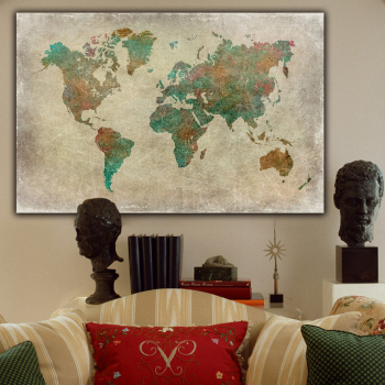 Oil Painting Wall Art Graffiti Multicultural Abstract Figure Vintage World Map Painting Home Decoration Spray Painting
