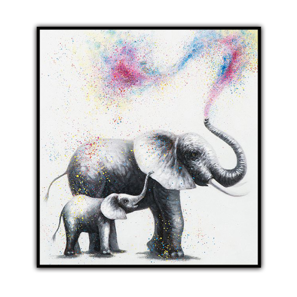 Handmade Wall Decoration Elephants spray rainbows on baby elephants Abstract Canvas Art Oil Painting decor wall decor