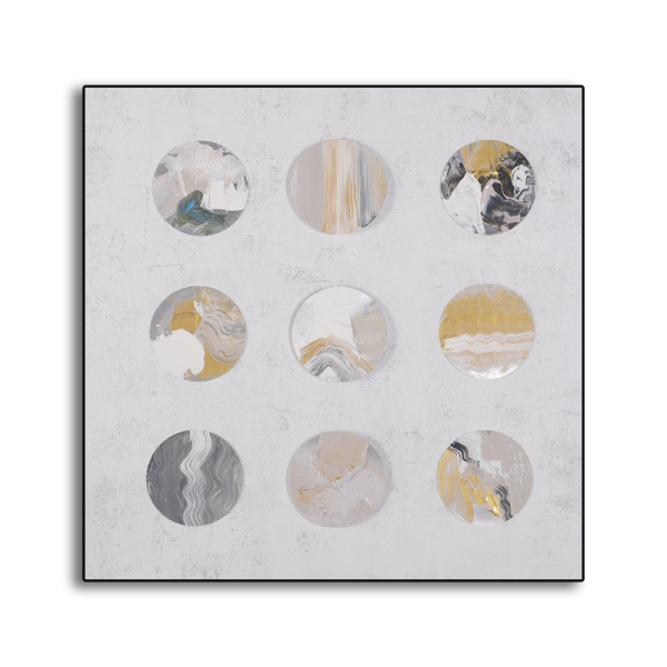 Abstract Framed Painting Metal Round Painting Canvas Wall Art Oil Painting Wall Pictures Hand Painted Wall Art for Living Room