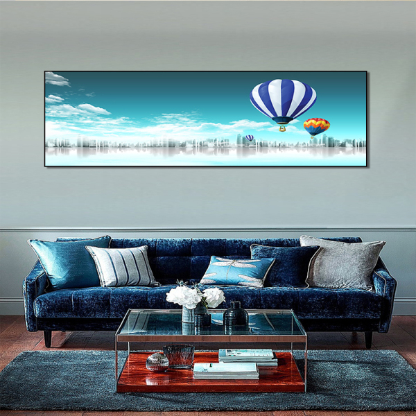 Modern Oil Painting City Sky Balloon Art Home Decoration Living Room Art Painting Frameless