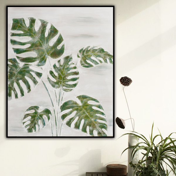 Green Plant Handmade painting Color Canvas Wedding Decoration Art For living room Decoration High Quality Painting Artwork