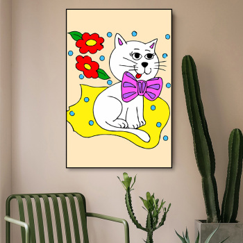 Wholesale simple colorful cat DIY oil handmade painting by number s for kids, canvas painting by number