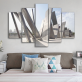 New Arrival 5 Panel Print Canvas Wall Art Painting, Abstract Grey Islamic Architecture Art Printed Canvas Painting
