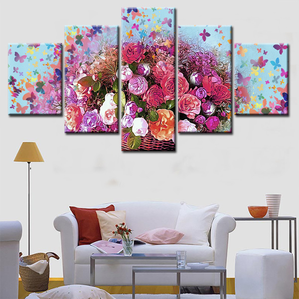5 Pieces Canvas Prints of beautiful flower Painting Wall Art Anime Home Decor Panels Poster Modular Pictures For Living Room