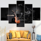 Modern Musical Instrument Guitar Black Background Home Decoration Poster Living Room Wall Art Canvas Oil Painting