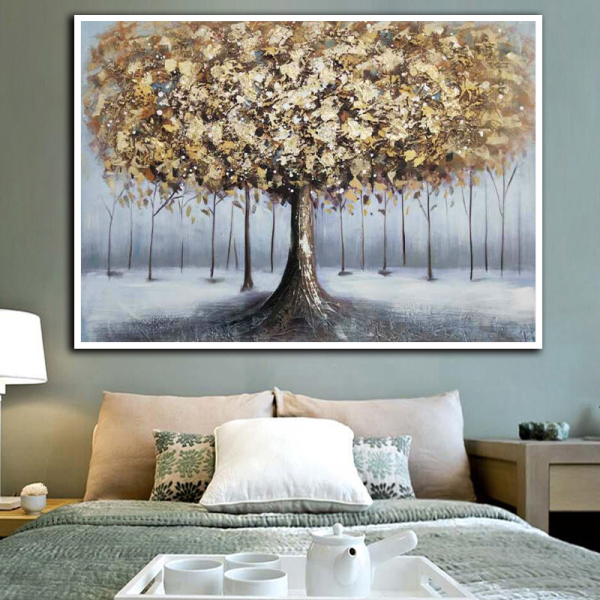 Handmade Home decoration Modern abstract Gold Tree oil painting handpainted canvas painting home decor wall art picture for room