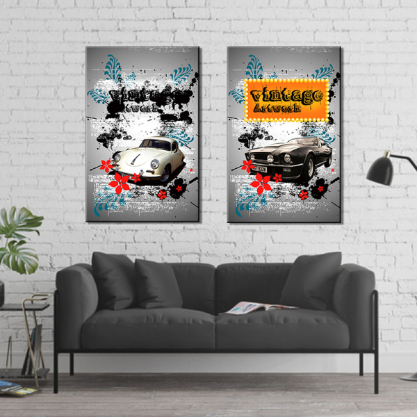 Modern Frameless Cartoon Car Wall Art Home Decoration Painting Oil Painting 2 Living Room Pictures