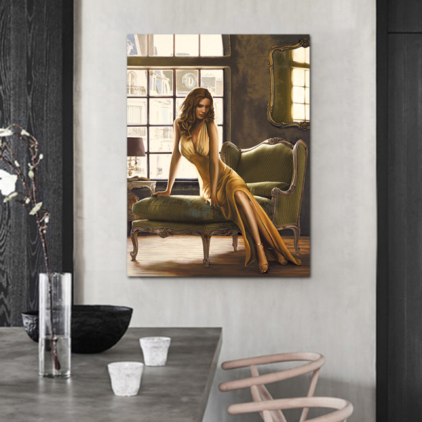 Luxury style canvas print wall decorative sex lady painting, home hotel decor prints canvas painting