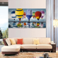 Wholesale Factory Oil Painting Sea and Colorful Fire Balloon Landscape Handmade Oil Painting