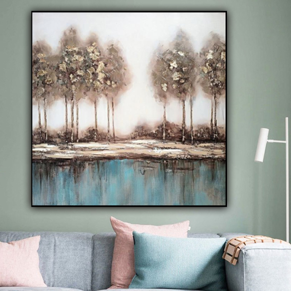 Handmade Wall Decoration  The woods by the river  Abstract Canvas Art Oil Painting for living room decor wall decor