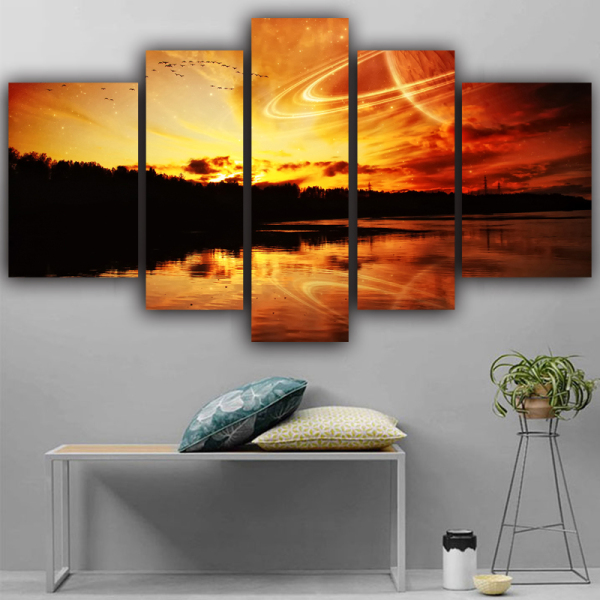 Modern  Canvas 5 Panel Hot Scenery in the setting sun Broad mood  Wall Art Poster HD Print Painting Pictures