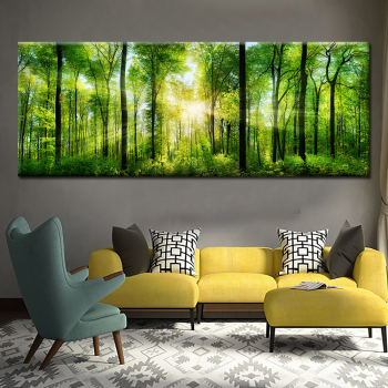 Spring the Sunshine forest Landscape painting canvas Print green Forest Pictures oil paintings art Home & Kitchen