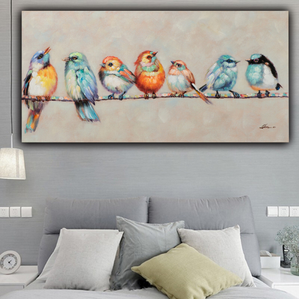 100% Hand-painted Modern Wall Art Animal Handmade Oil Painting On Canvas Wall Art Picture for Dinning Room Decor