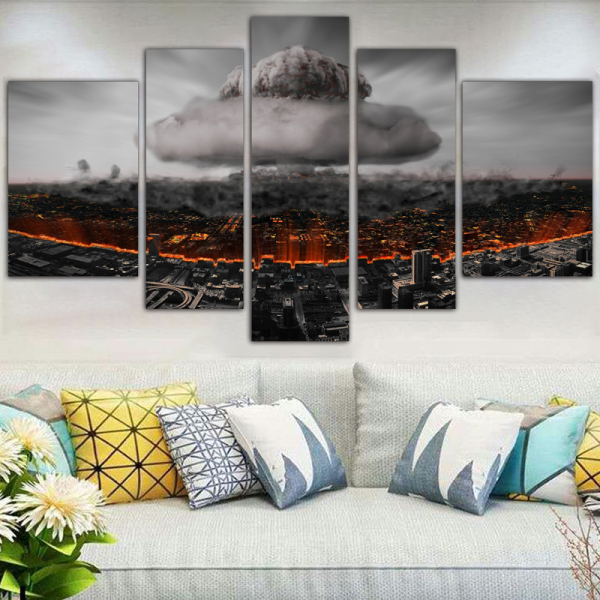 Modern five panel printing painting dark cloud landscape living room sofa canvas background painting
