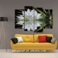 4 Pieces/set Canvas Print Flower White Lotus In Black Wall Art Picture with Modern Wall Paintings Modular picture