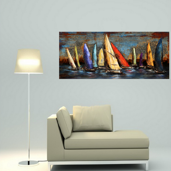 Most popular west ocean and small sailboat abstract oil painting handmade Living room wall oil painting mural