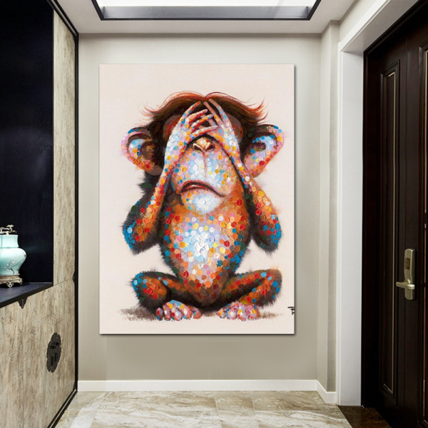 100% Custom Modern Little Monkey painting canvas wall art abstract canvas oil paintings for home decor