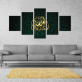 5 Pieces of Islamic Koran Mural Art Print on Black Background Oil Painting Poster Decoration