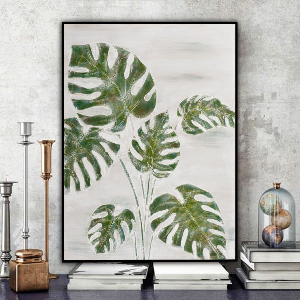 Green Plant Handmade painting Color Canvas Wedding Decoration Art For living room Decoration High Quality Painting Artwork