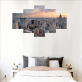 5 pieces of Patchwork Urban Landscape Canvas Oil Painting Spray Painting Home Decoration