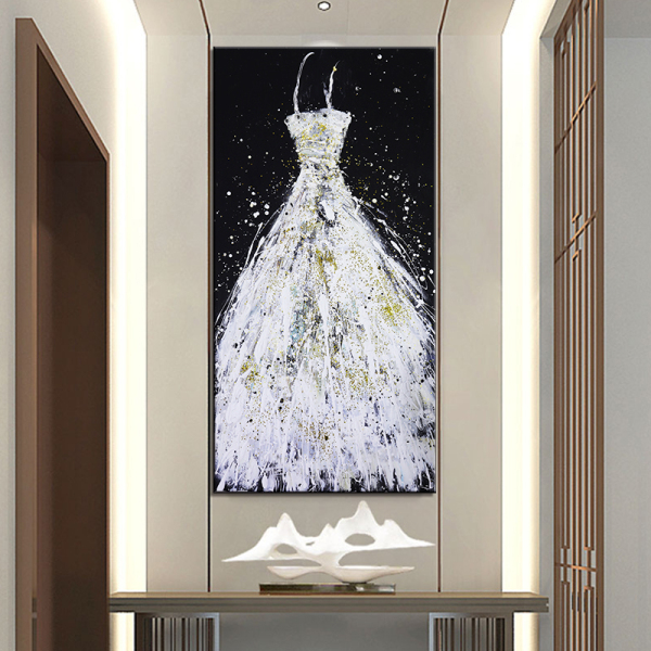 Modern Abstract oil painting wall art Women White wedding dress Painting hand oil Painting on canvas Home Decoration