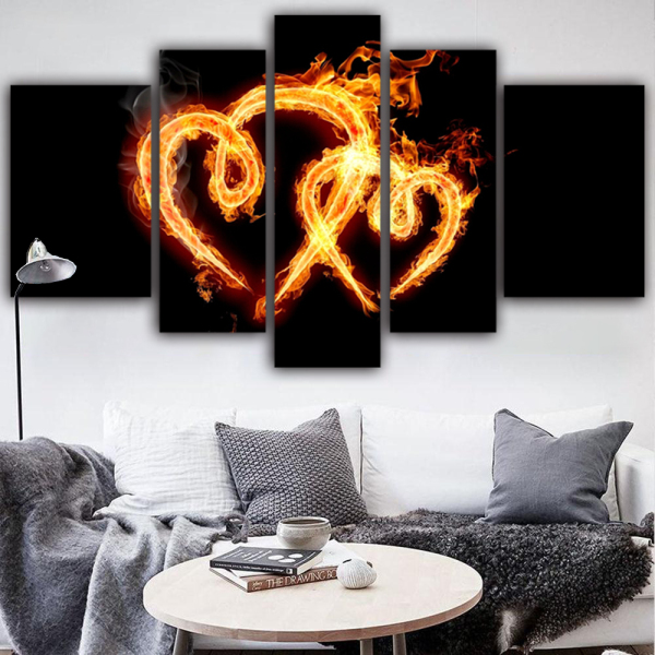 Fire Heart DIY Painting Printed Canvas Painting Wall Decorative Art Custom photo Canvas Painting