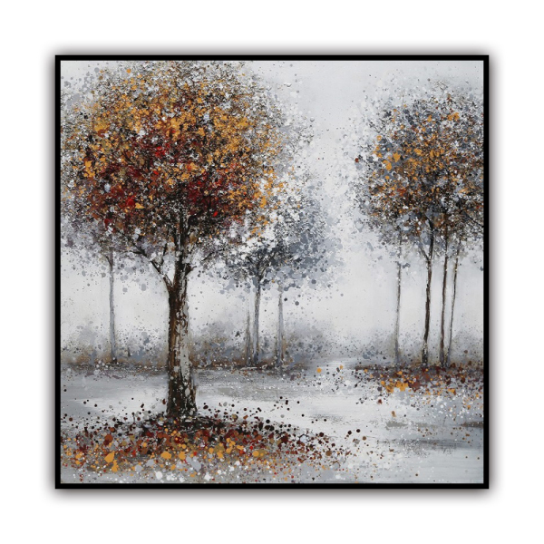 handmade oil painting A deciduous forest  Thick texture home decor  Wall Decoration