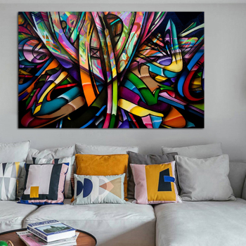 Wholesale Custom Graffiti Framed Paintings New Abstract wall art Hip Pop Canvas Poster for home decor