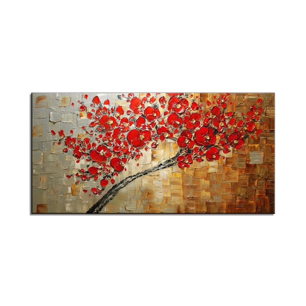 New handmade Modern Canvas on Oil Painting Palette knife Tree 3D Flowers Paintings Home living room Decor Wall Art