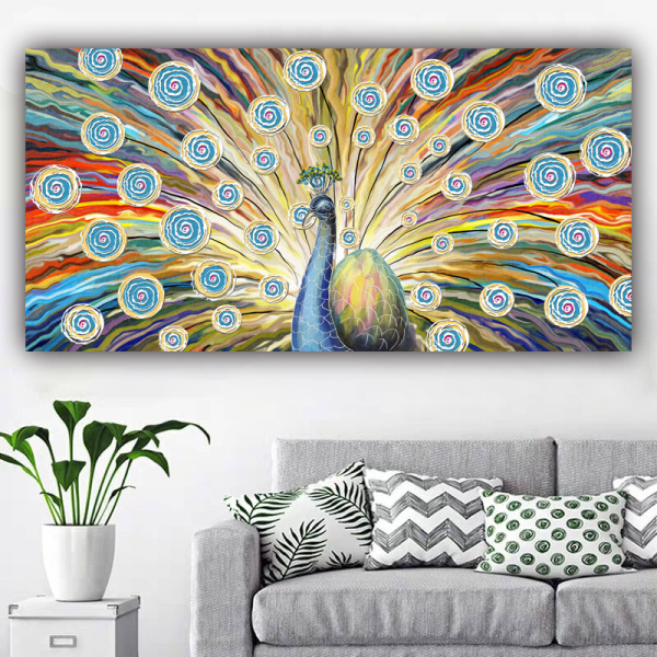 Luxury Art Modern Peacock Animal Picture Canvas Painting Wall Art Decoration