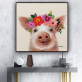 Stretched Canvas Large Size Family Painting pig With flowers Ready to Hang in Child Living Room