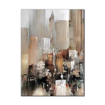Handmade city building oil paintings art Modern palette knife wholesale abstract canvas painting wall art decor